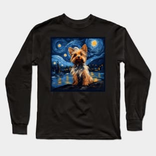 Yorkshire Terrier Starry Night Long Sleeve T-Shirt